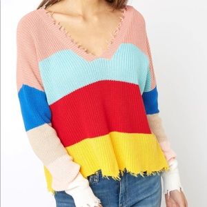 Stripe distressed sweater!